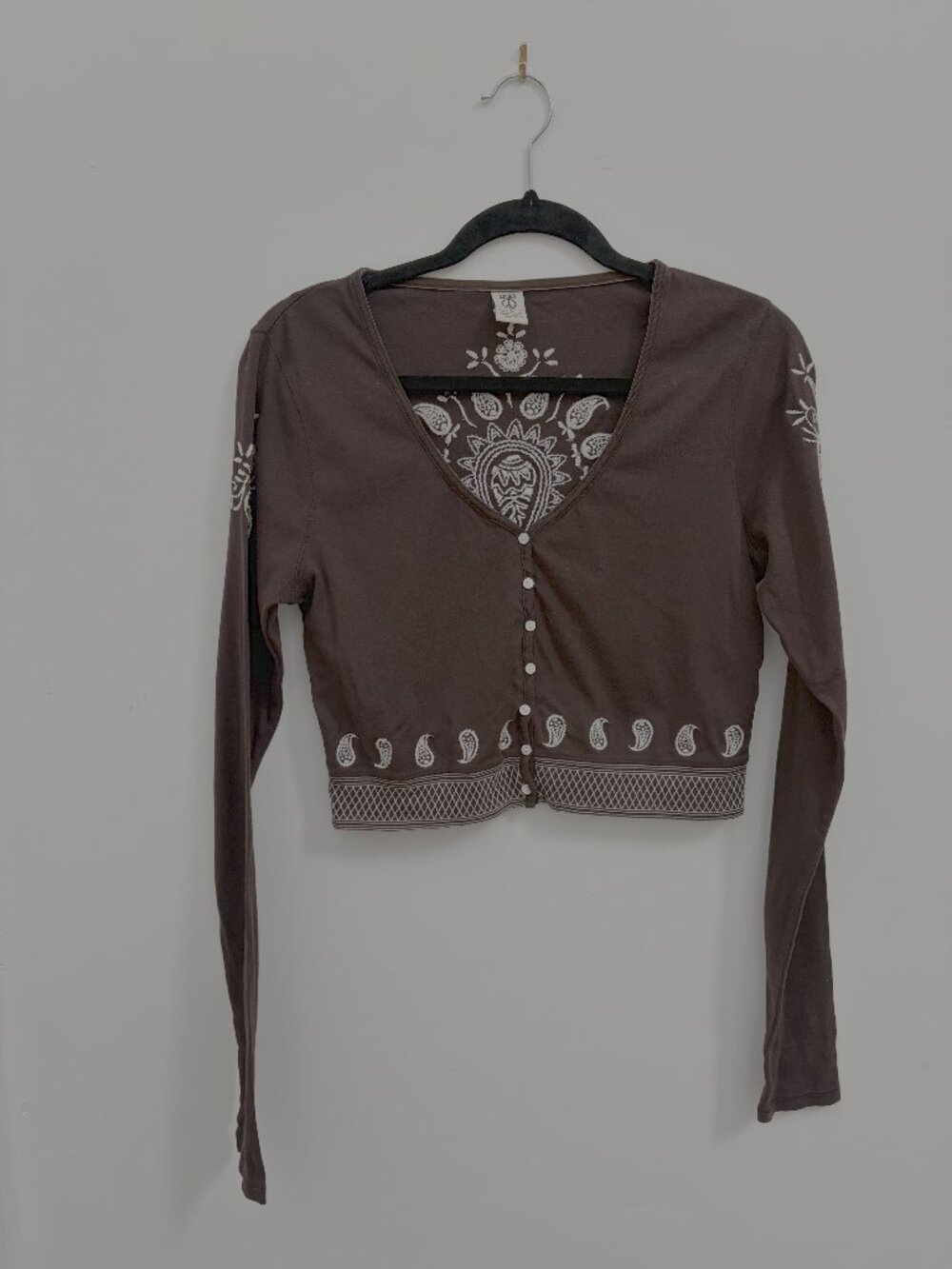 2000s Lucky Brand Embroidered Cropped Top